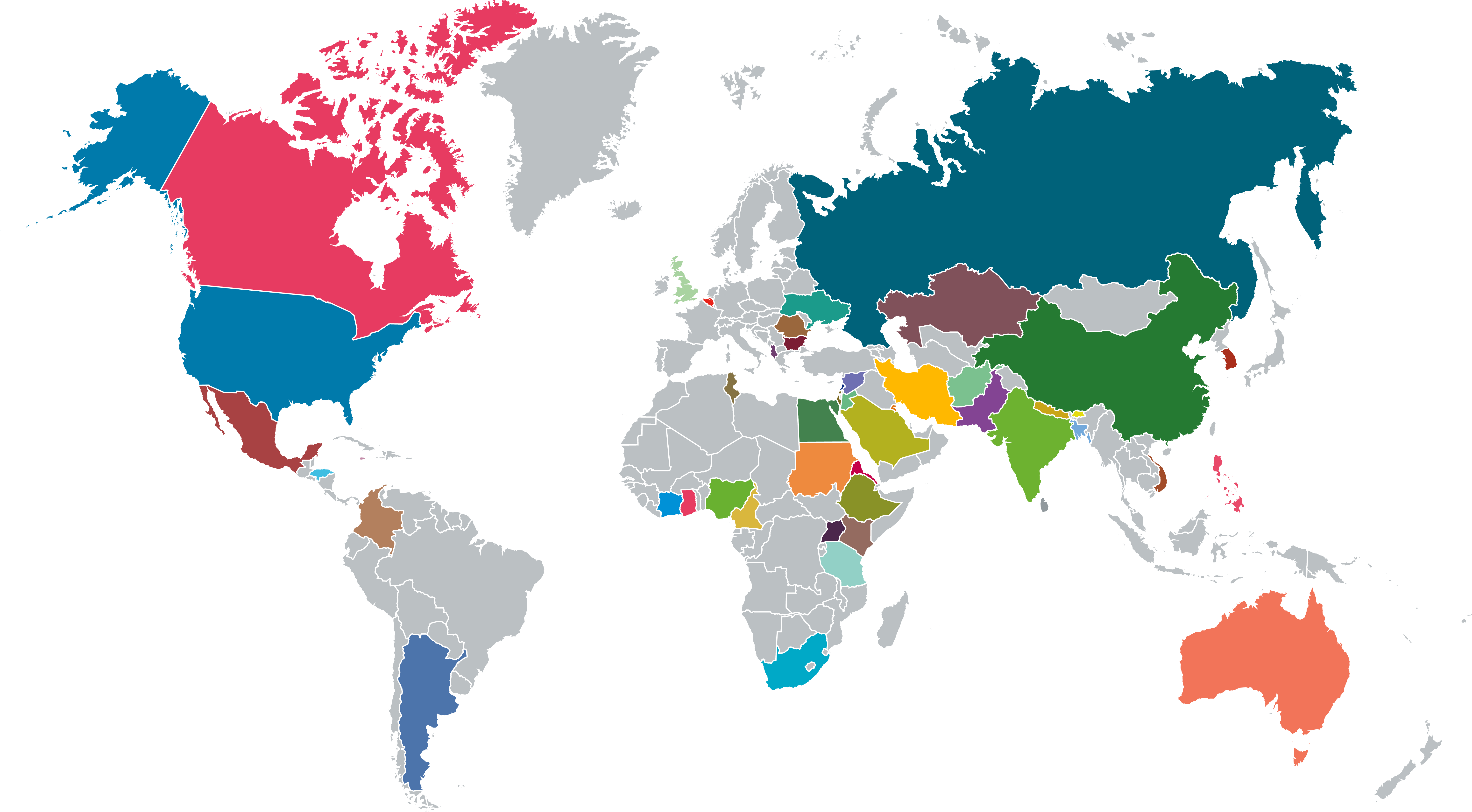 World map highlighting countries of origin for new applicants in 2025